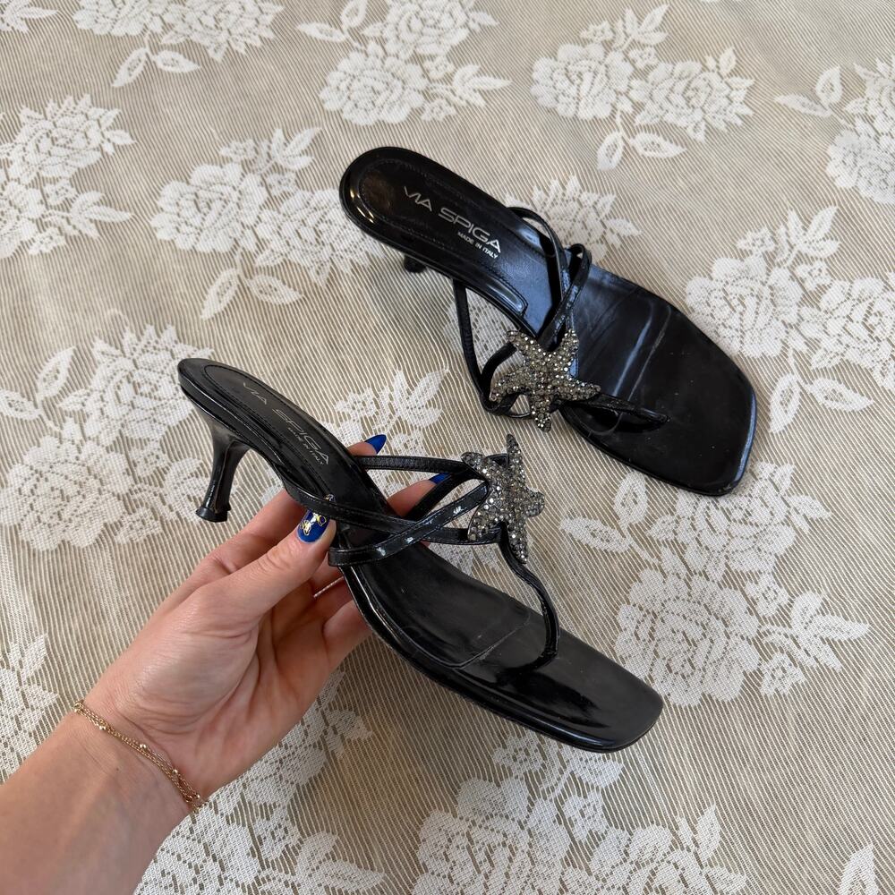 Via Spiga Rhinestone Starfish Kitten Heels Size 8 - Picture 2 of 6